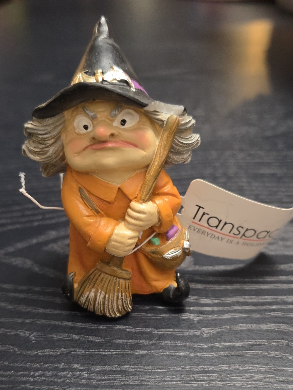 Transpac Witch w/ Broomstick figurine, Fairy Garden/Halloween Décor NWT